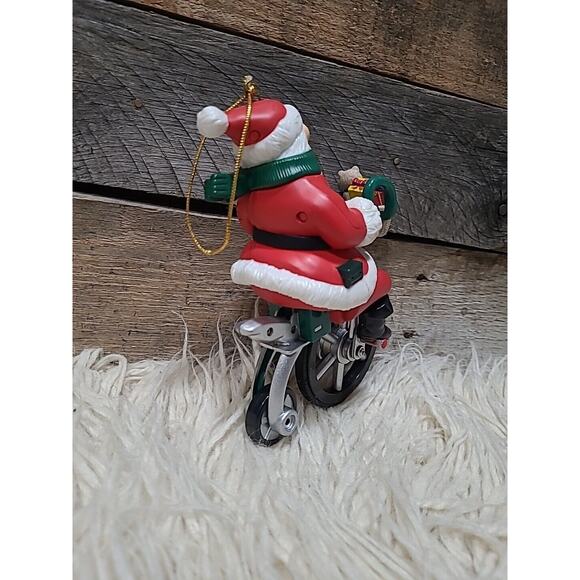 Vintage Santa Riding Bicycle Christmas Ornament NO ADAPTER - Picture 4 of 5